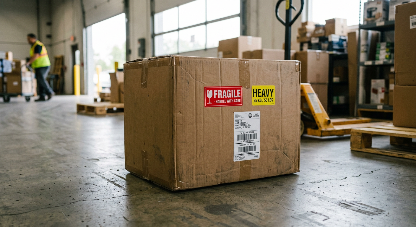 Shipping carton with carrier label